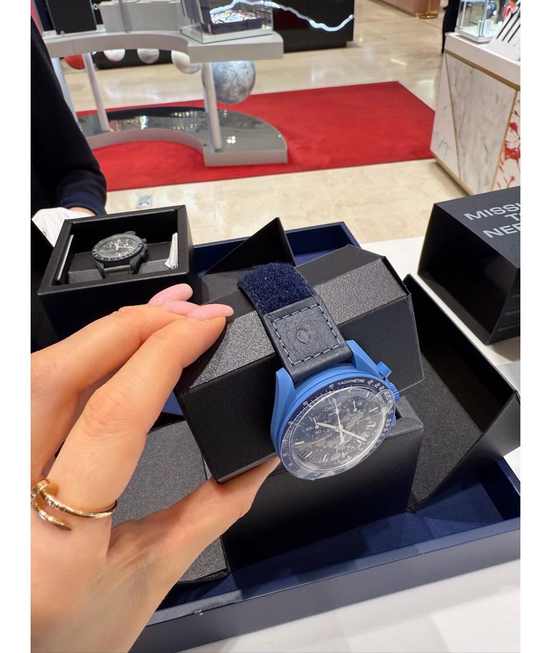 Swatch Темно-синие керамические часы, фото 4