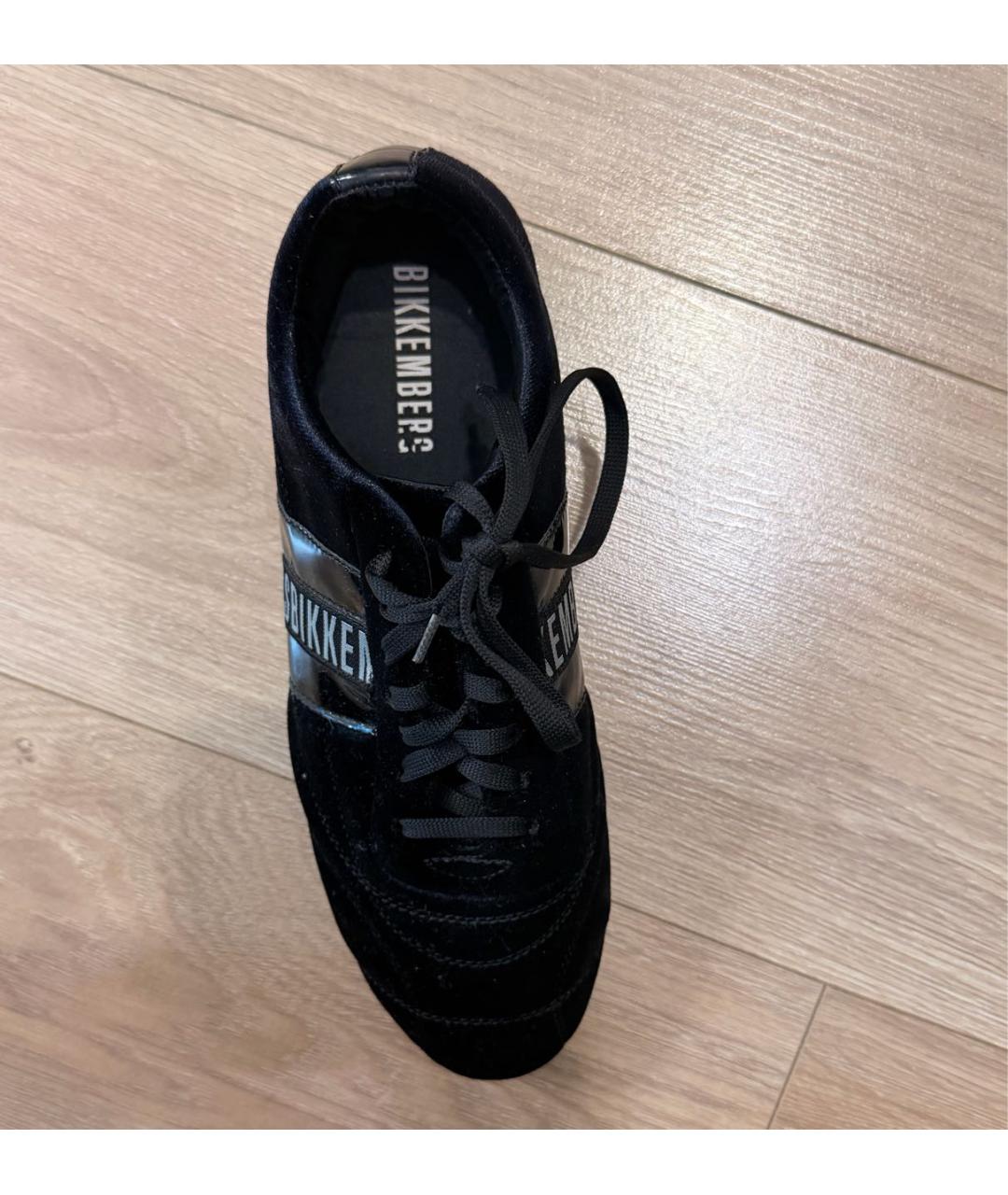 BIKKEMBERGS Черные бархатные низкие кроссовки / кеды, фото 4