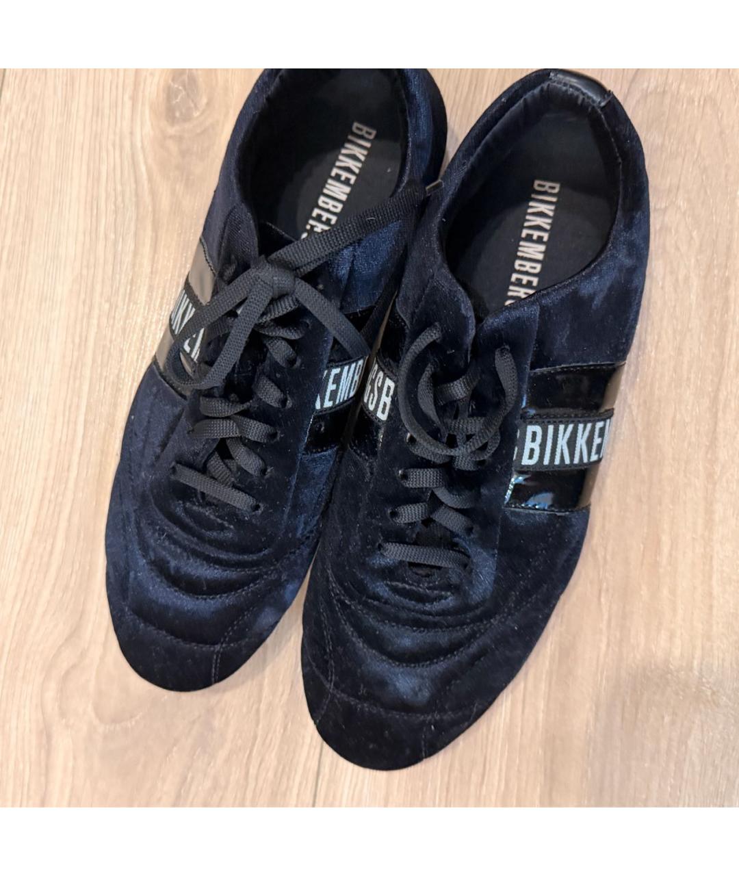 BIKKEMBERGS Черные бархатные низкие кроссовки / кеды, фото 3