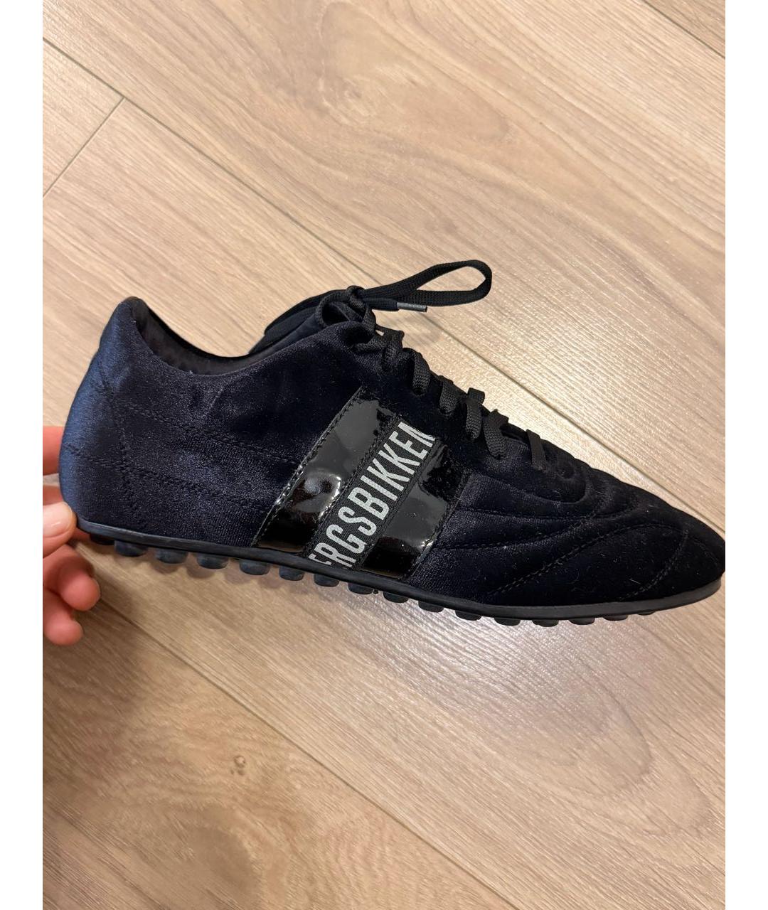 BIKKEMBERGS Черные бархатные низкие кроссовки / кеды, фото 5