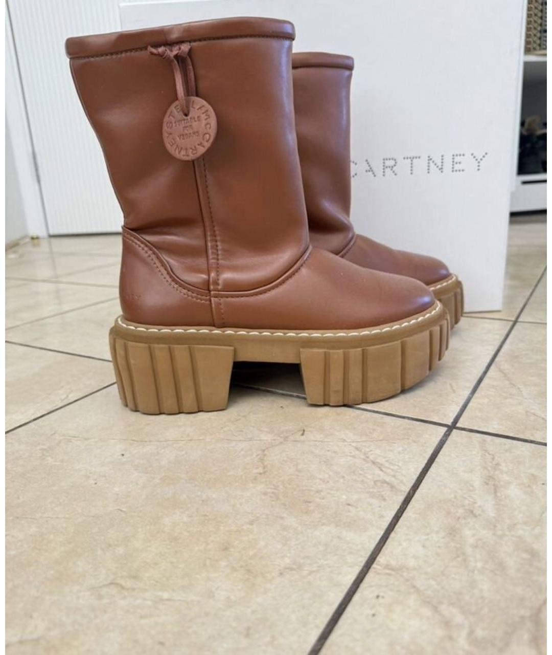 STELLA MCCARTNEY Коричневые кожаные ботинки, фото 4