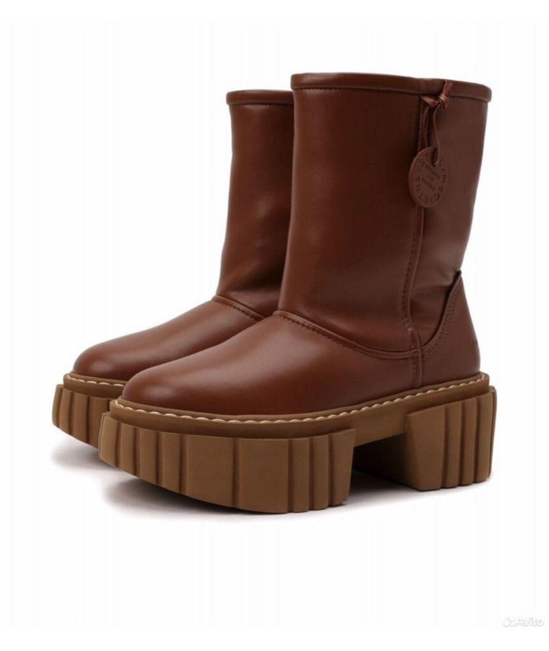 STELLA MCCARTNEY Коричневые кожаные ботинки, фото 2