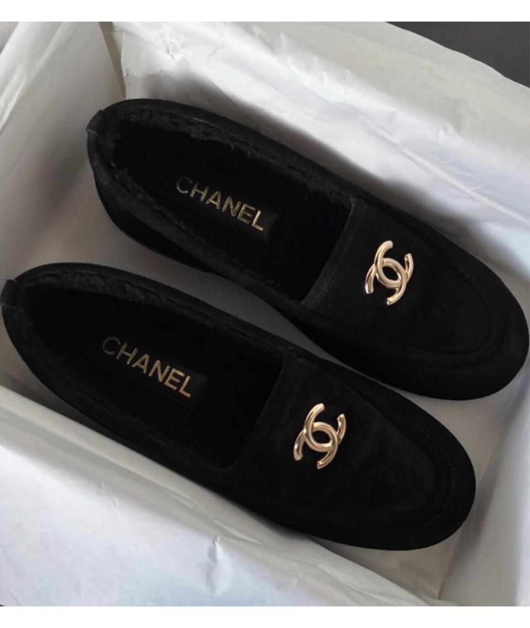 CHANEL Черные замшевые лоферы, фото 2