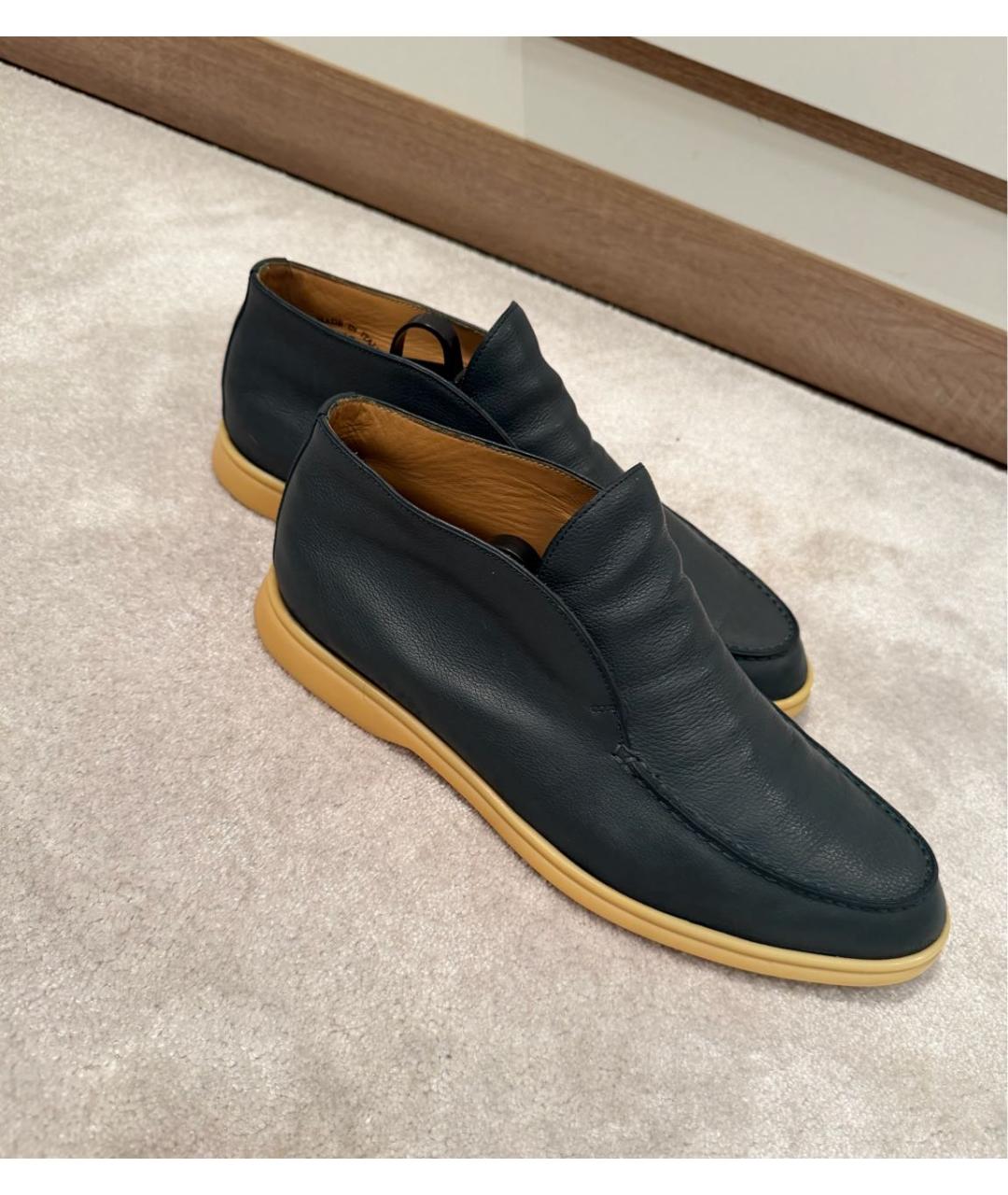 LORO PIANA Зеленые кожаные лоферы, фото 5