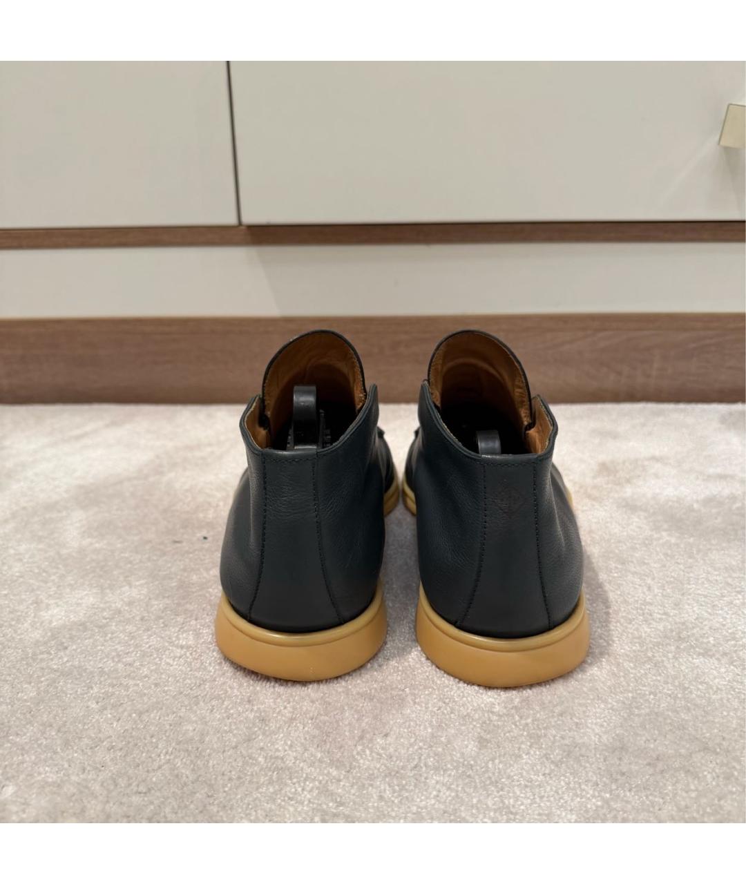 LORO PIANA Зеленые кожаные лоферы, фото 4