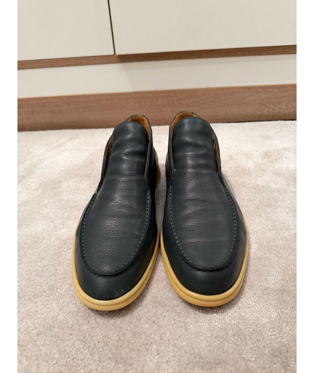 LORO PIANA Зеленые кожаные лоферы, фото 2