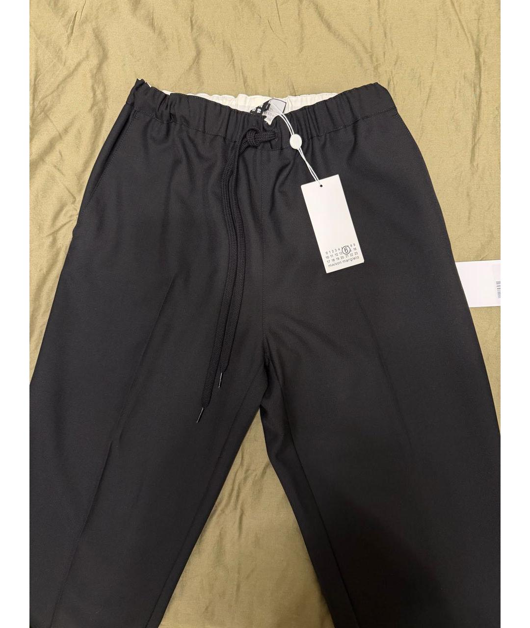 MM6 MAISON MARGIELA Черные хлопковые прямые брюки, фото 5