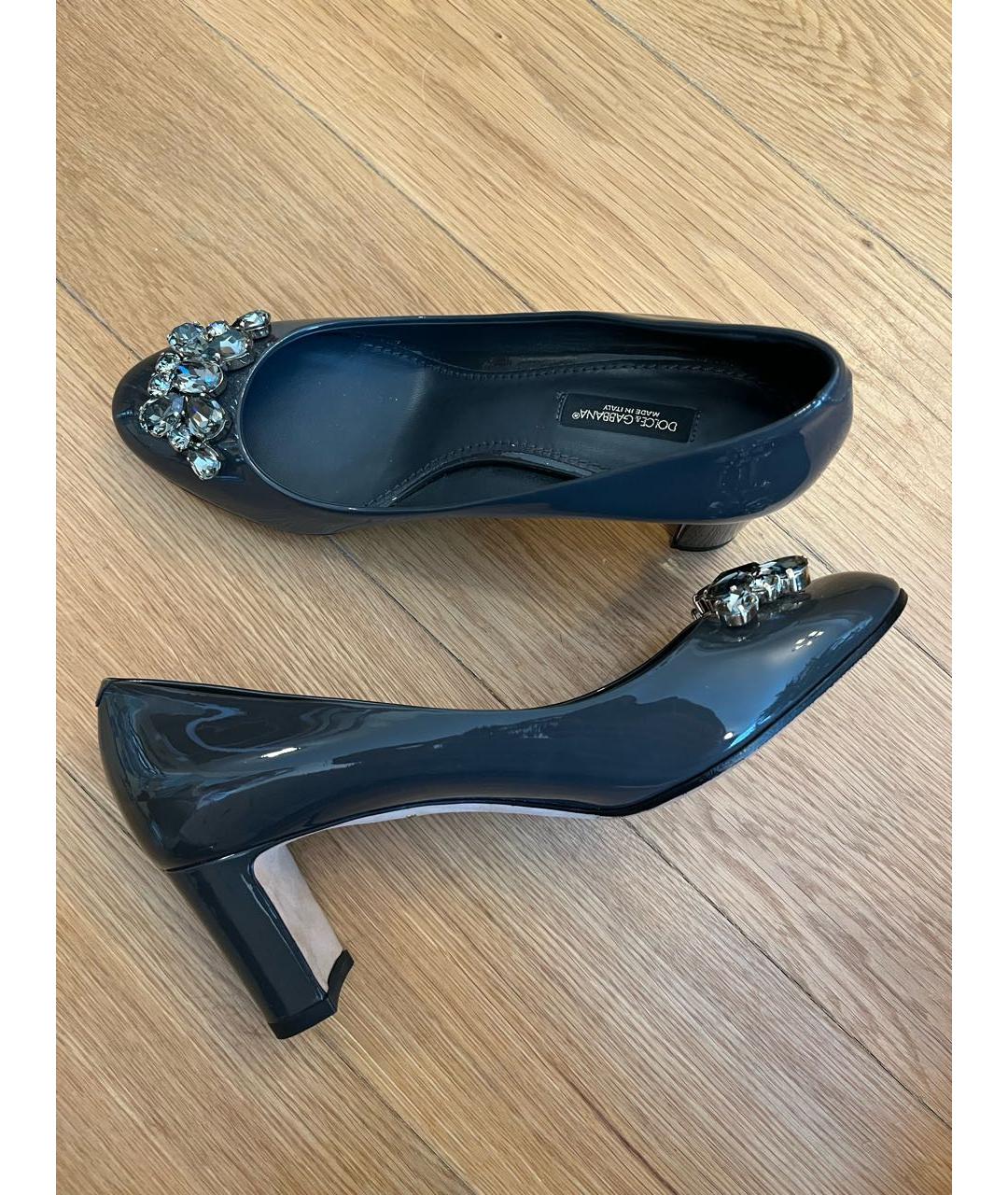 DOLCE&GABBANA Антрацитовые туфли из лакированной кожи, фото 3