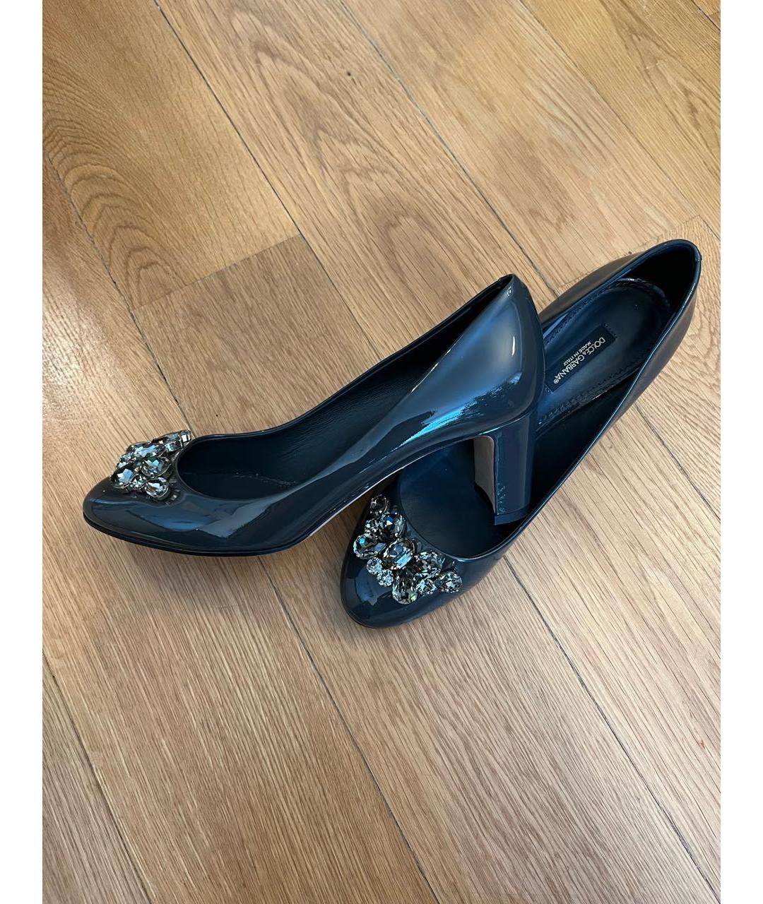 DOLCE&GABBANA Антрацитовые туфли из лакированной кожи, фото 4