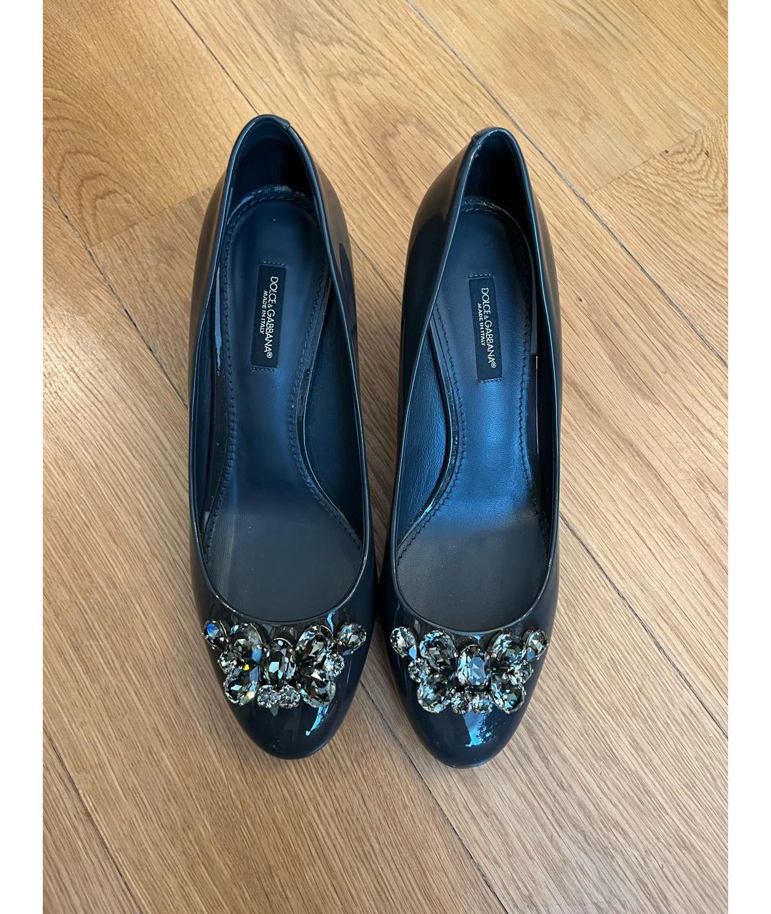 DOLCE&GABBANA Антрацитовые туфли из лакированной кожи, фото 2