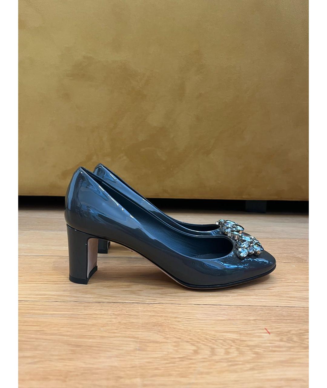 DOLCE&GABBANA Антрацитовые туфли из лакированной кожи, фото 9