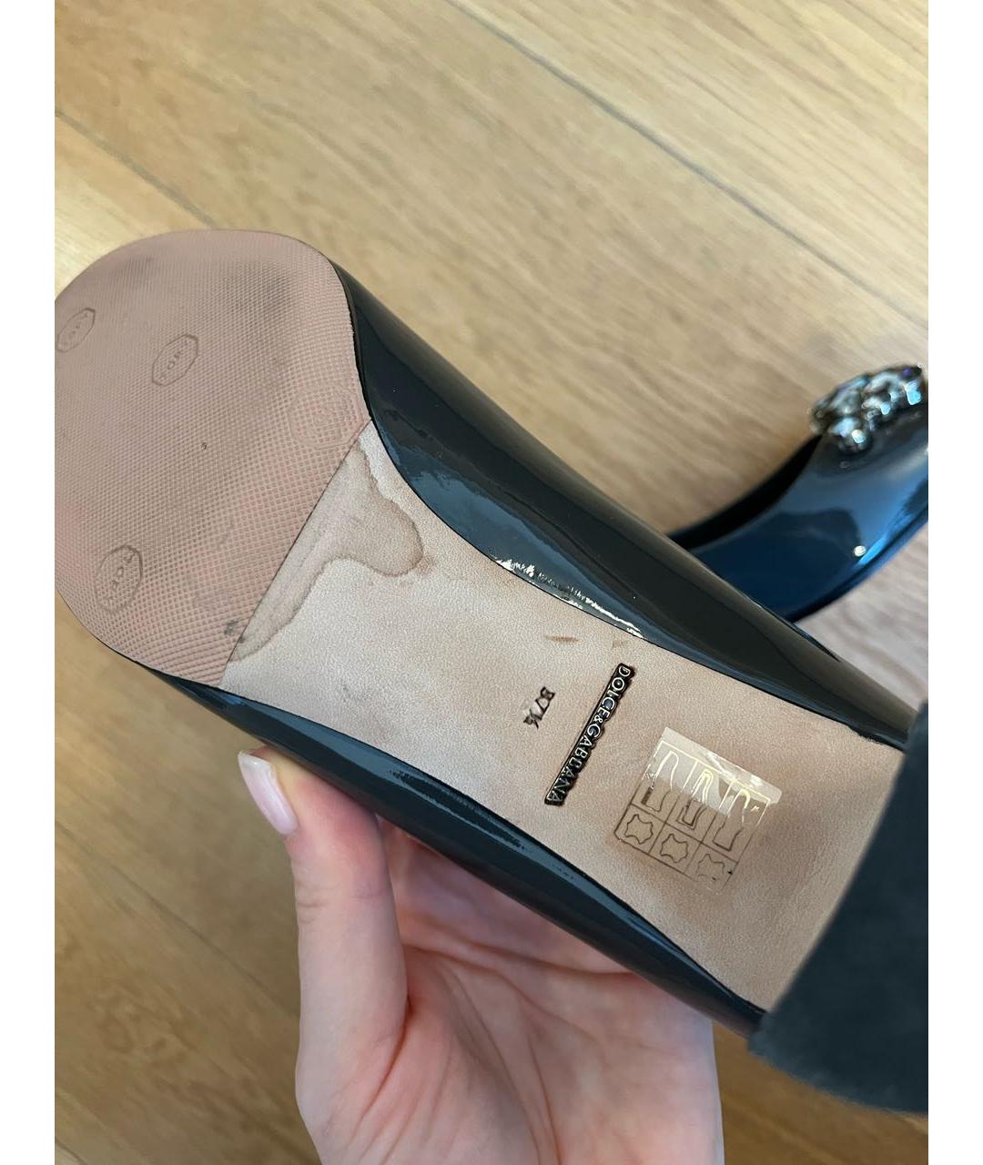 DOLCE&GABBANA Антрацитовые туфли из лакированной кожи, фото 8