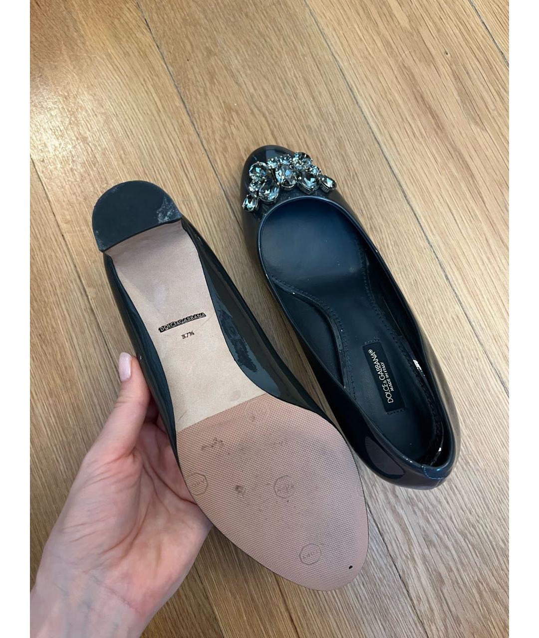 DOLCE&GABBANA Антрацитовые туфли из лакированной кожи, фото 5