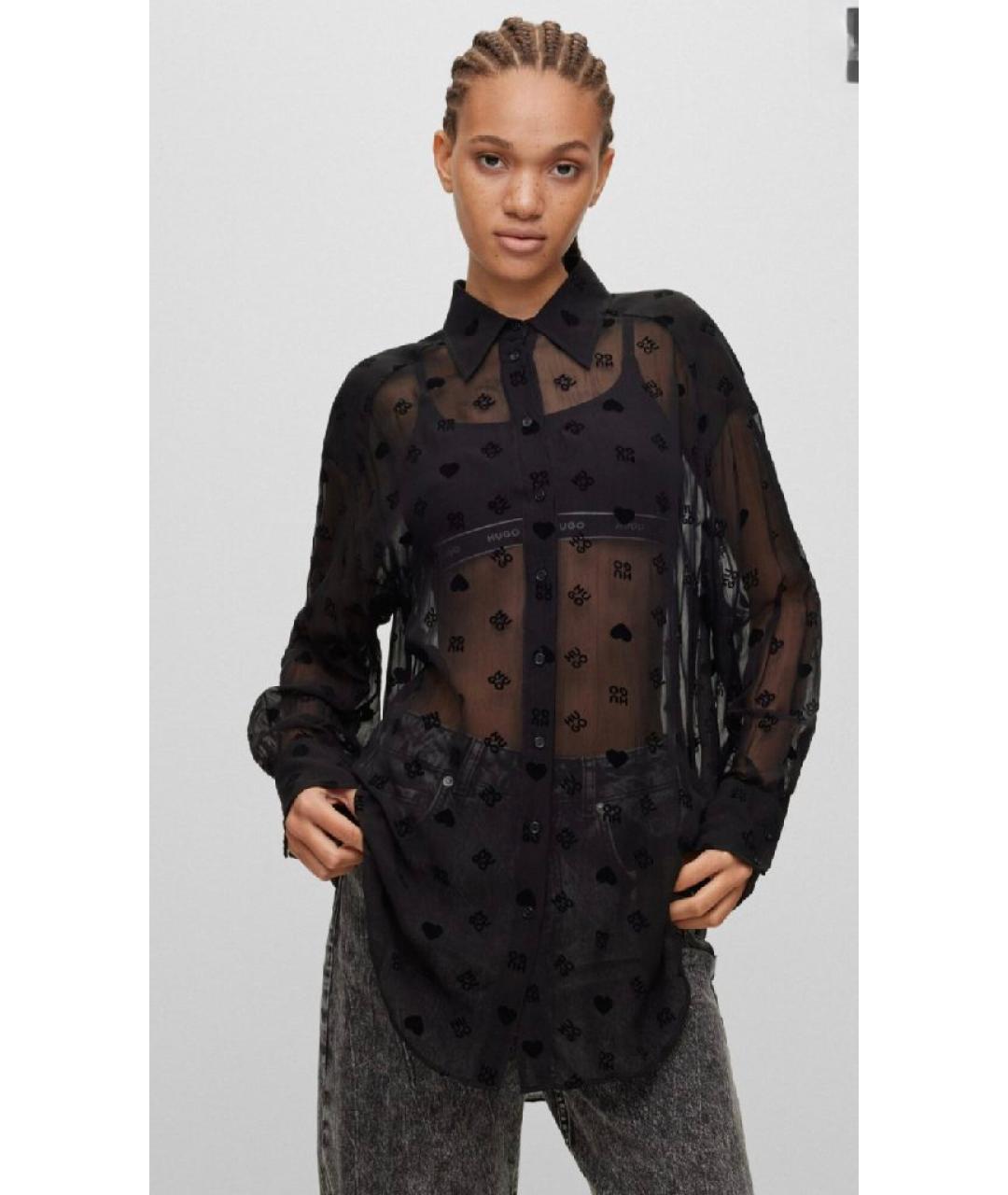 HUGO Черная вискозная блузы, фото 4