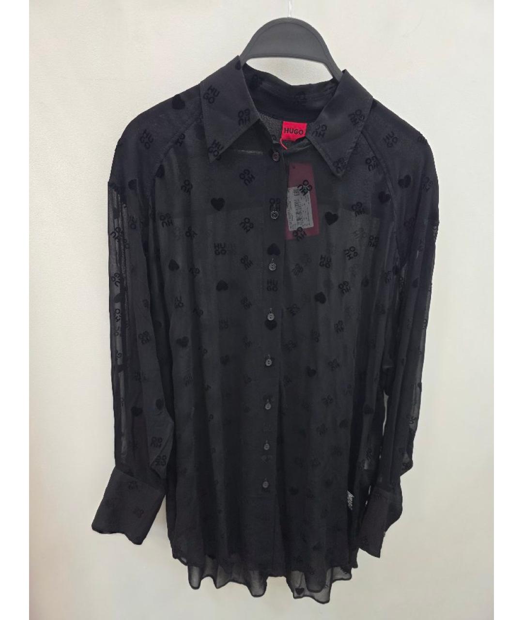 HUGO Черная вискозная блузы, фото 5