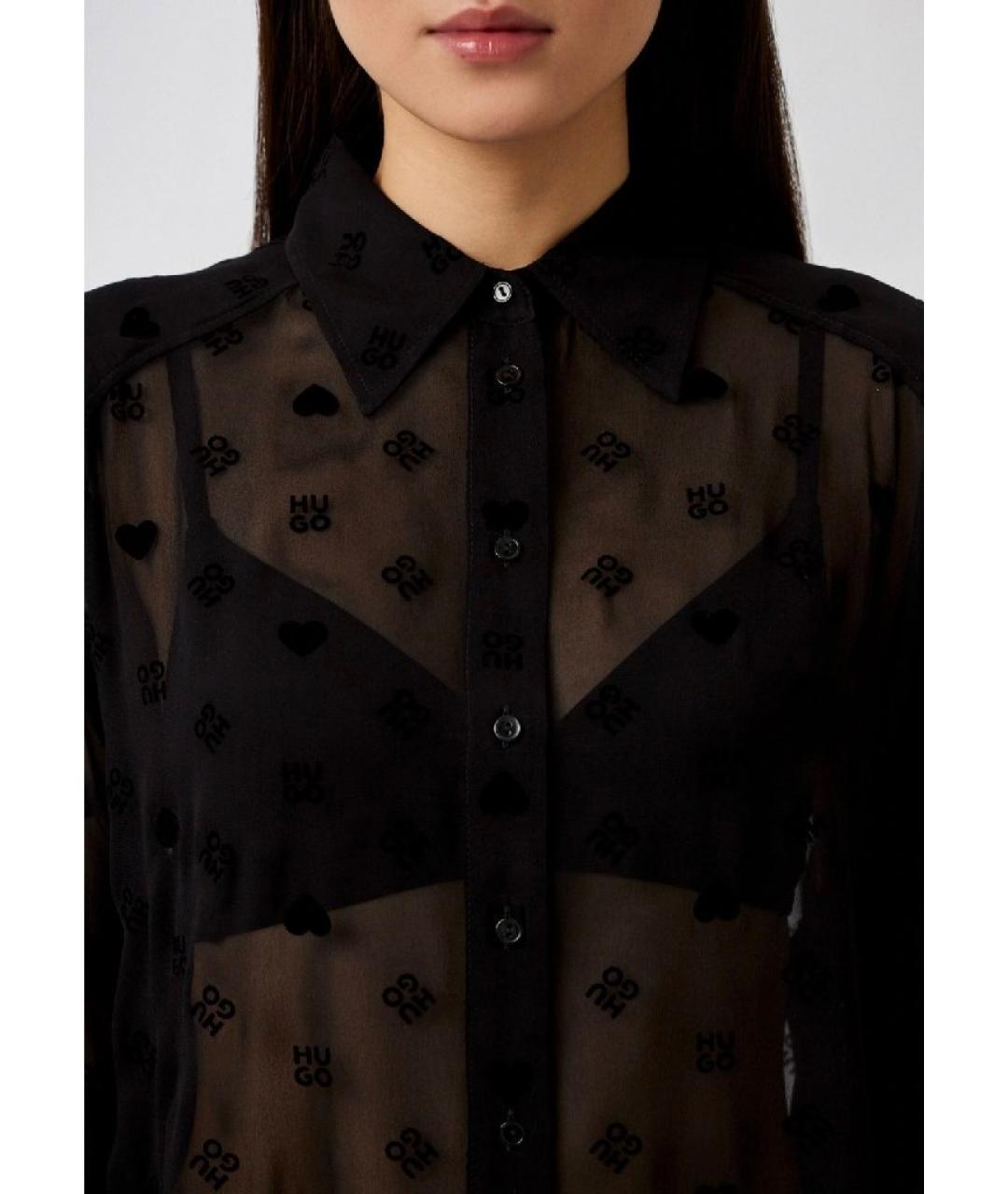 HUGO Черная вискозная блузы, фото 3