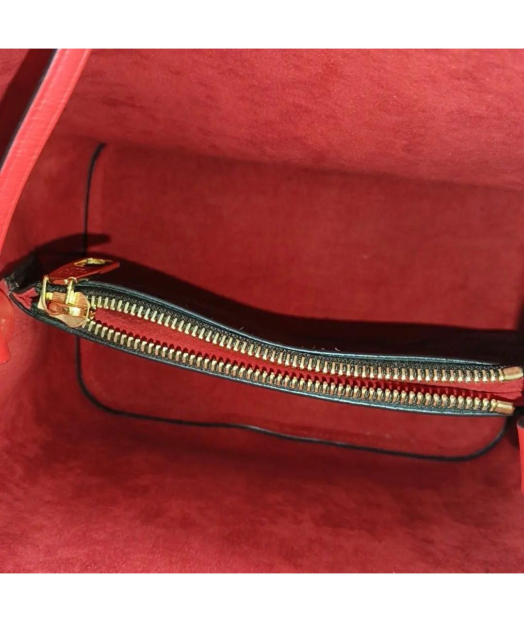 LOUIS VUITTON Красная кожаная сумка тоут, фото 7