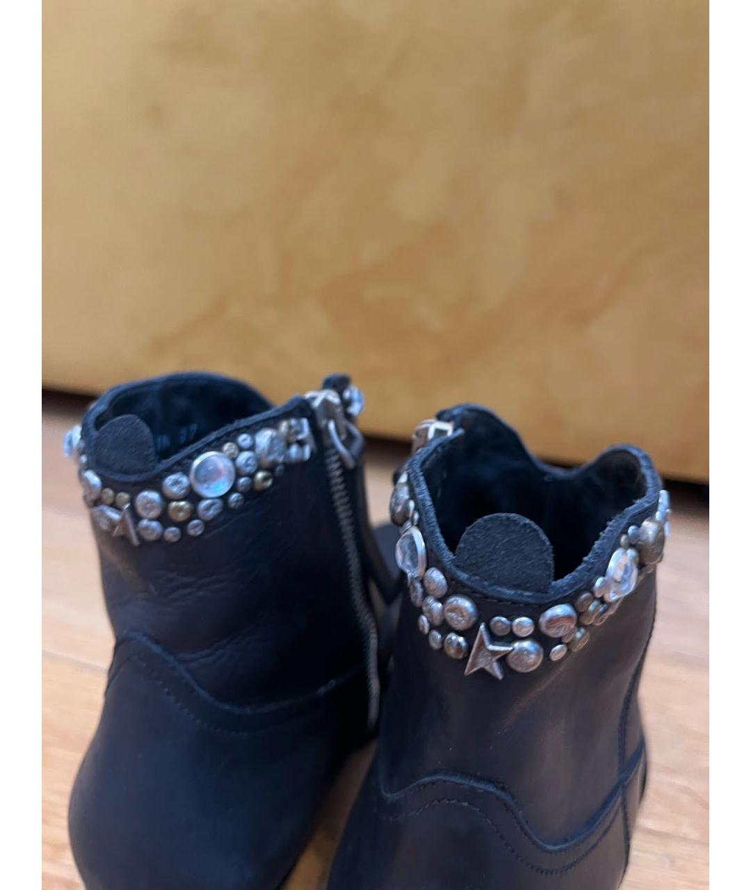 GOLDEN GOOSE DELUXE BRAND Черные кожаные полусапоги, фото 7