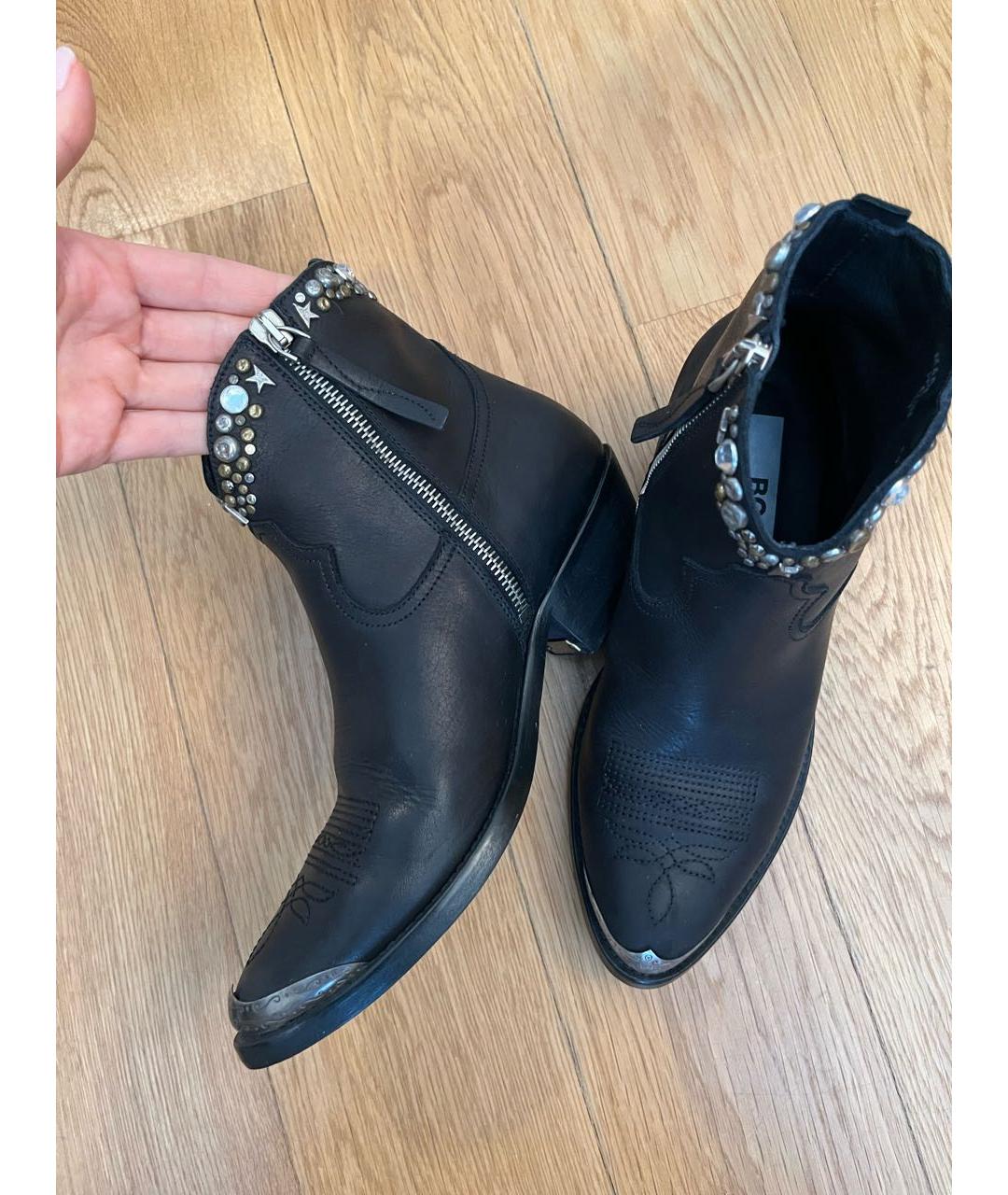 GOLDEN GOOSE DELUXE BRAND Черные кожаные полусапоги, фото 3