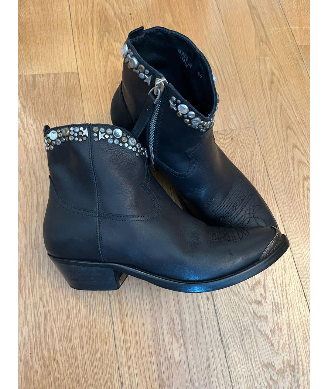 GOLDEN GOOSE DELUXE BRAND Черные кожаные полусапоги, фото 6