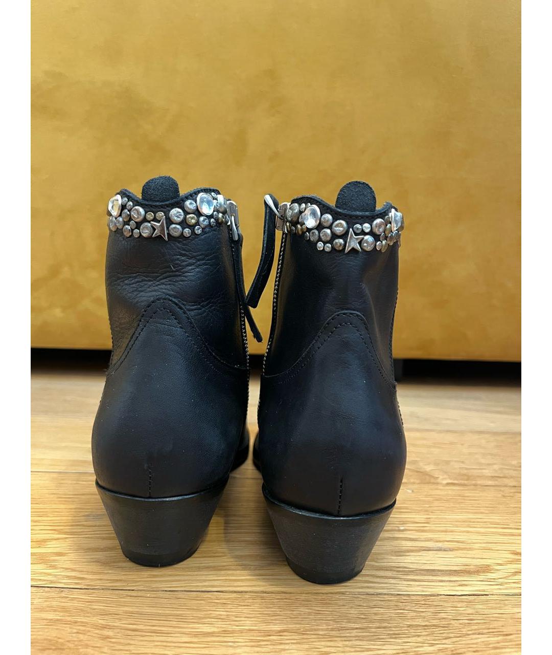 GOLDEN GOOSE DELUXE BRAND Черные кожаные полусапоги, фото 4