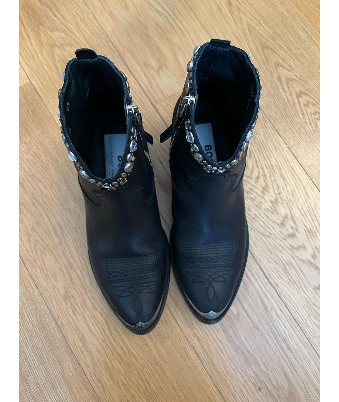 GOLDEN GOOSE DELUXE BRAND Черные кожаные полусапоги, фото 2