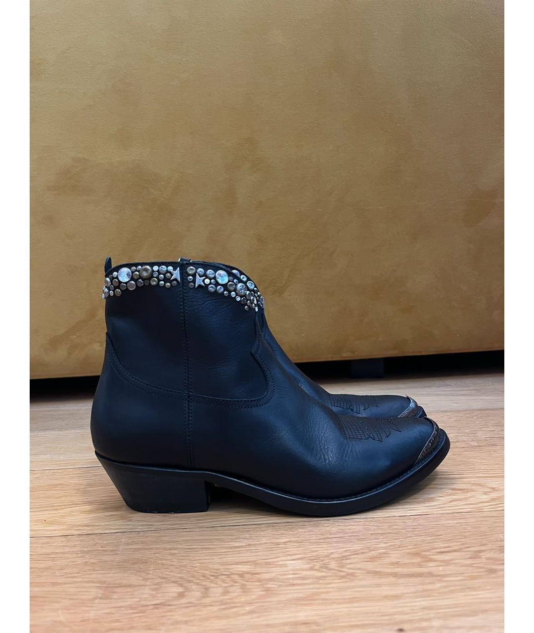 GOLDEN GOOSE DELUXE BRAND Черные кожаные полусапоги, фото 9