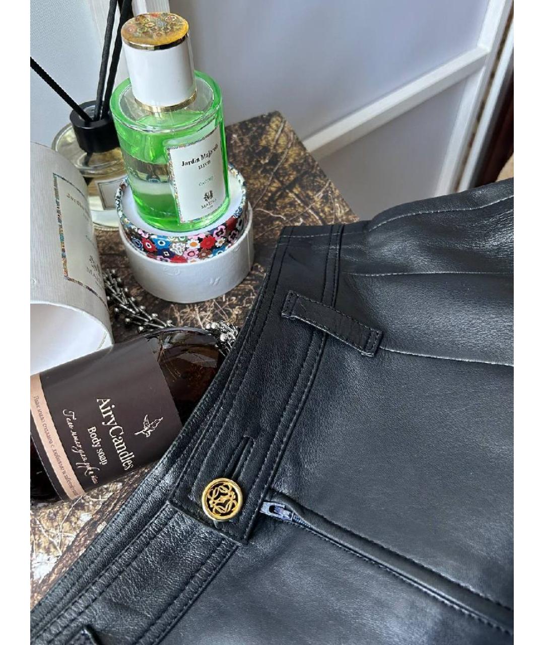 LOEWE Темно-синяя кожаная юбка мини, фото 4