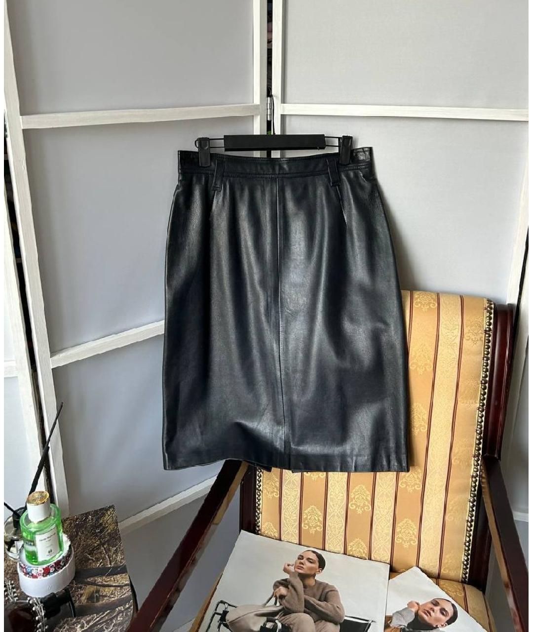 LOEWE Темно-синяя кожаная юбка мини, фото 9