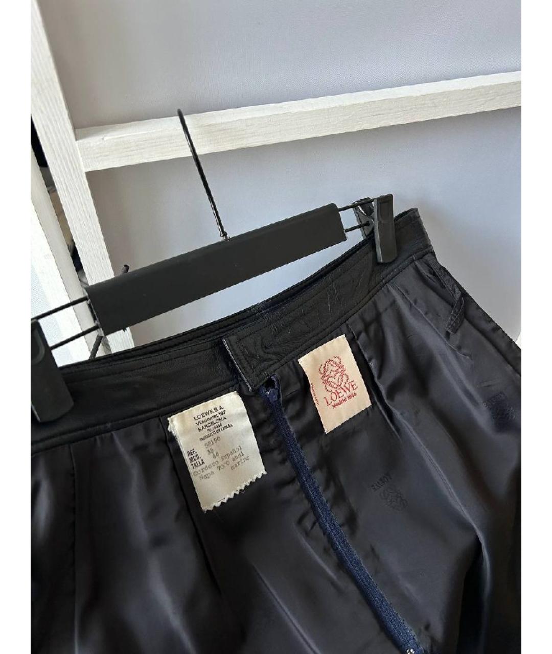 LOEWE Темно-синяя кожаная юбка мини, фото 3