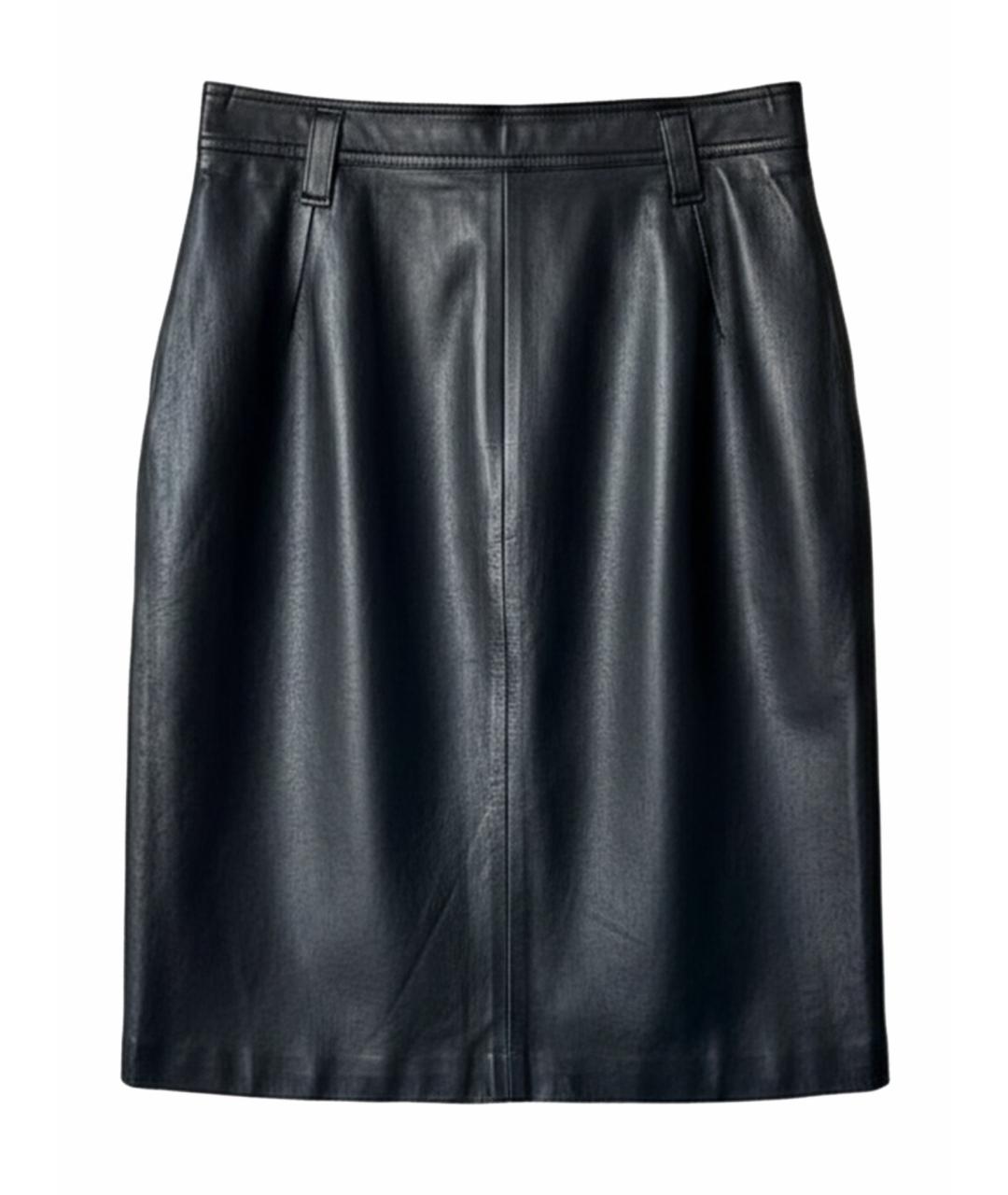 LOEWE Темно-синяя кожаная юбка мини, фото 1