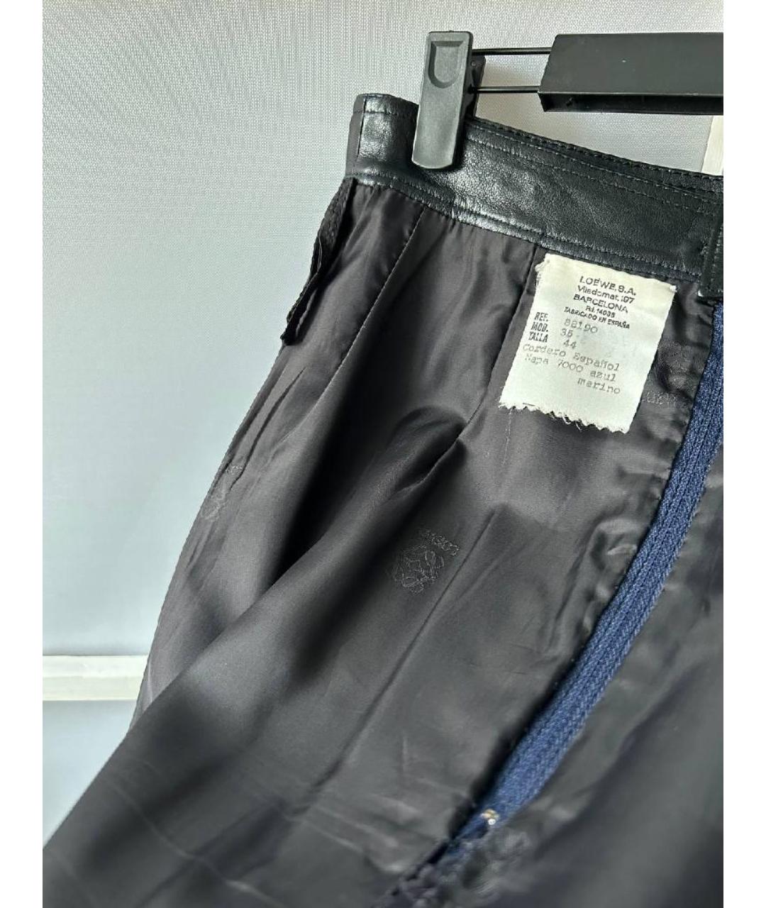 LOEWE Темно-синяя кожаная юбка мини, фото 8