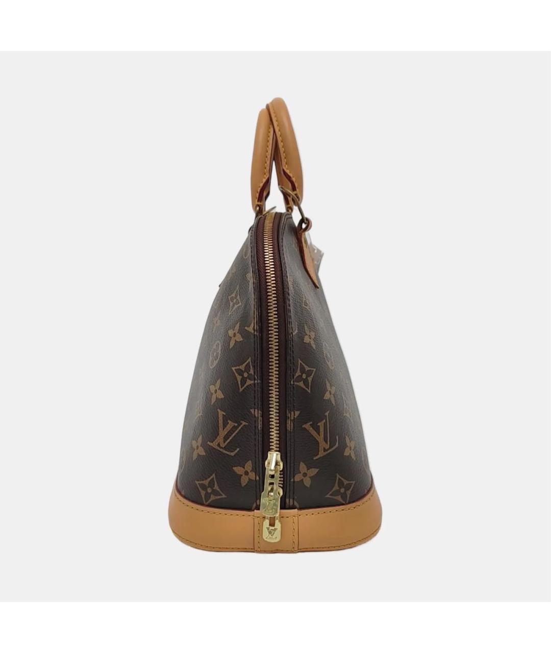 LOUIS VUITTON Коричневая кожаная сумка с короткими ручками, фото 3