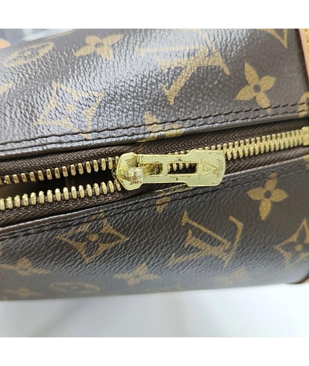 LOUIS VUITTON Коричневая кожаная сумка с короткими ручками, фото 7