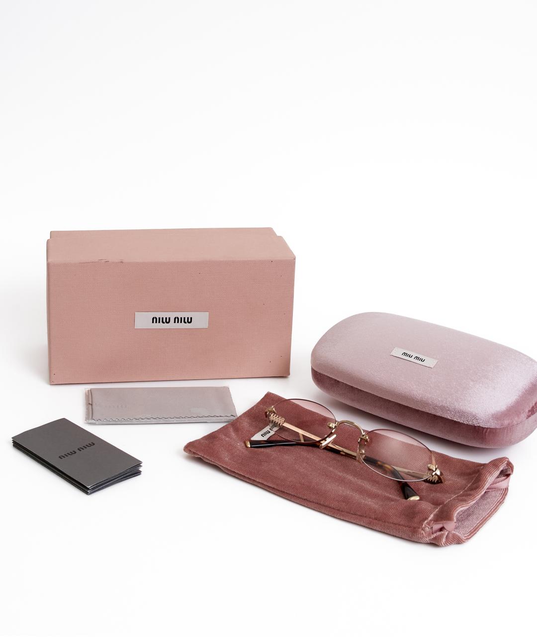 MIU MIU Золотые металлические солнцезащитные очки, фото 5