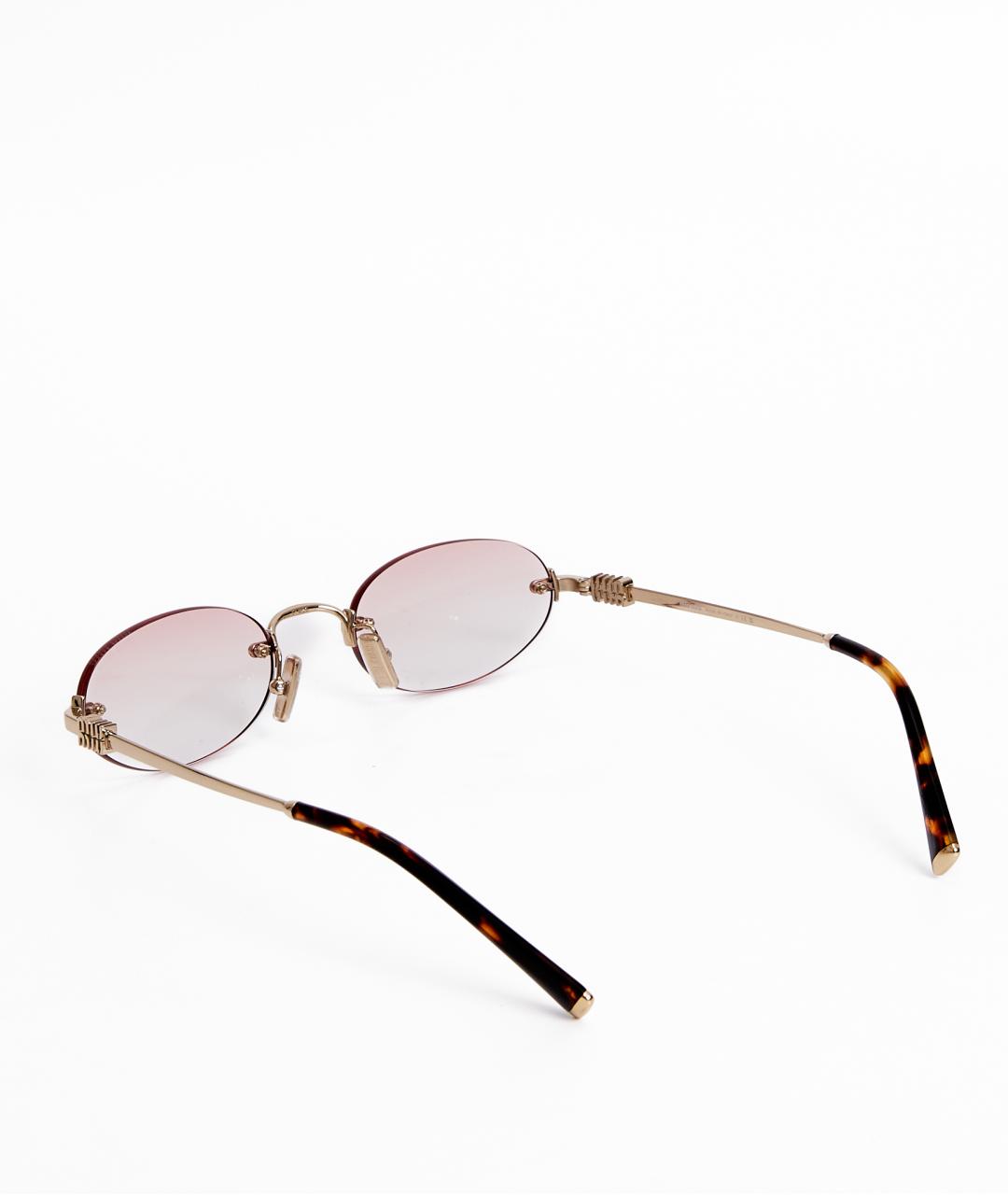 MIU MIU Золотые металлические солнцезащитные очки, фото 3
