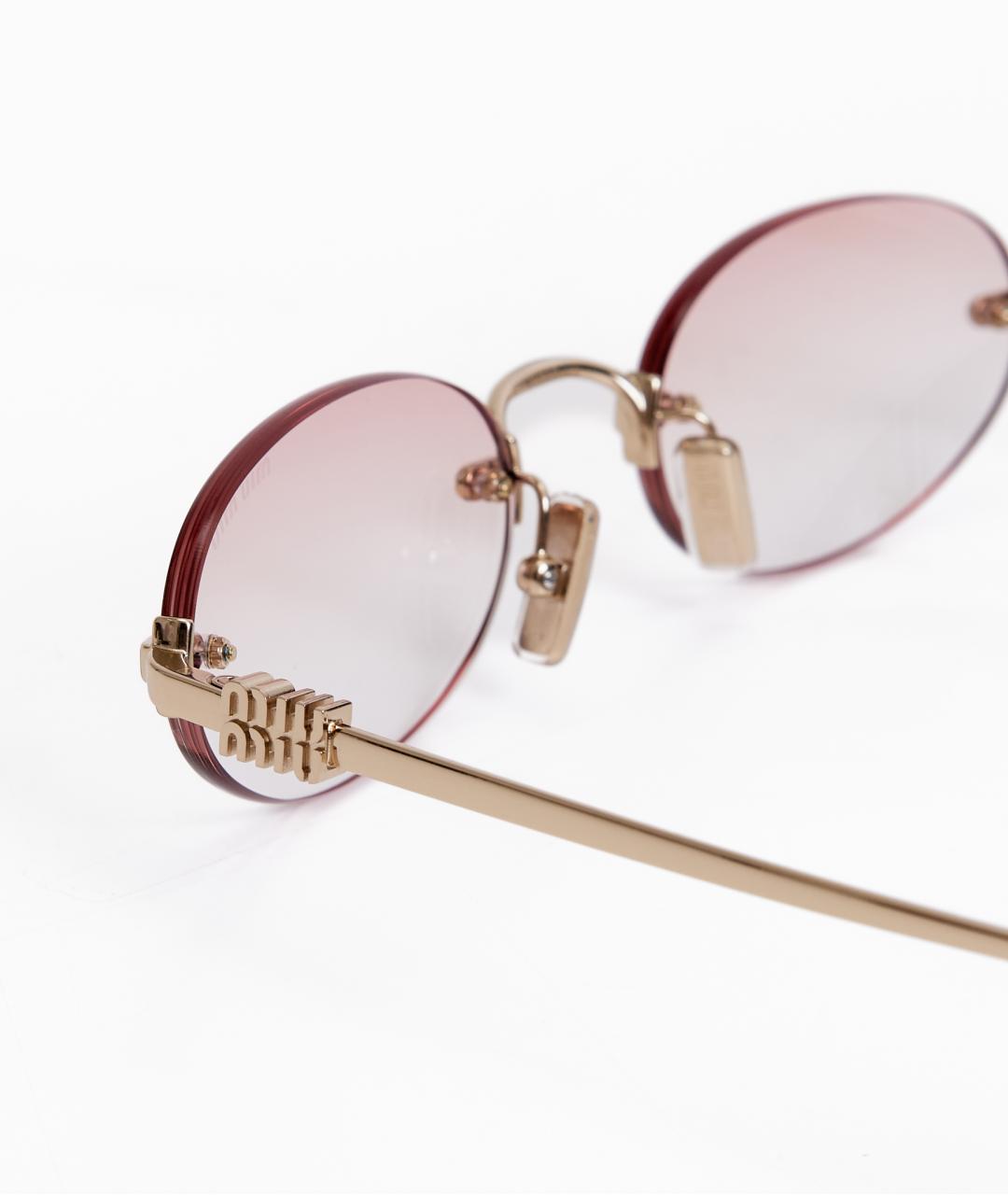 MIU MIU Золотые металлические солнцезащитные очки, фото 4