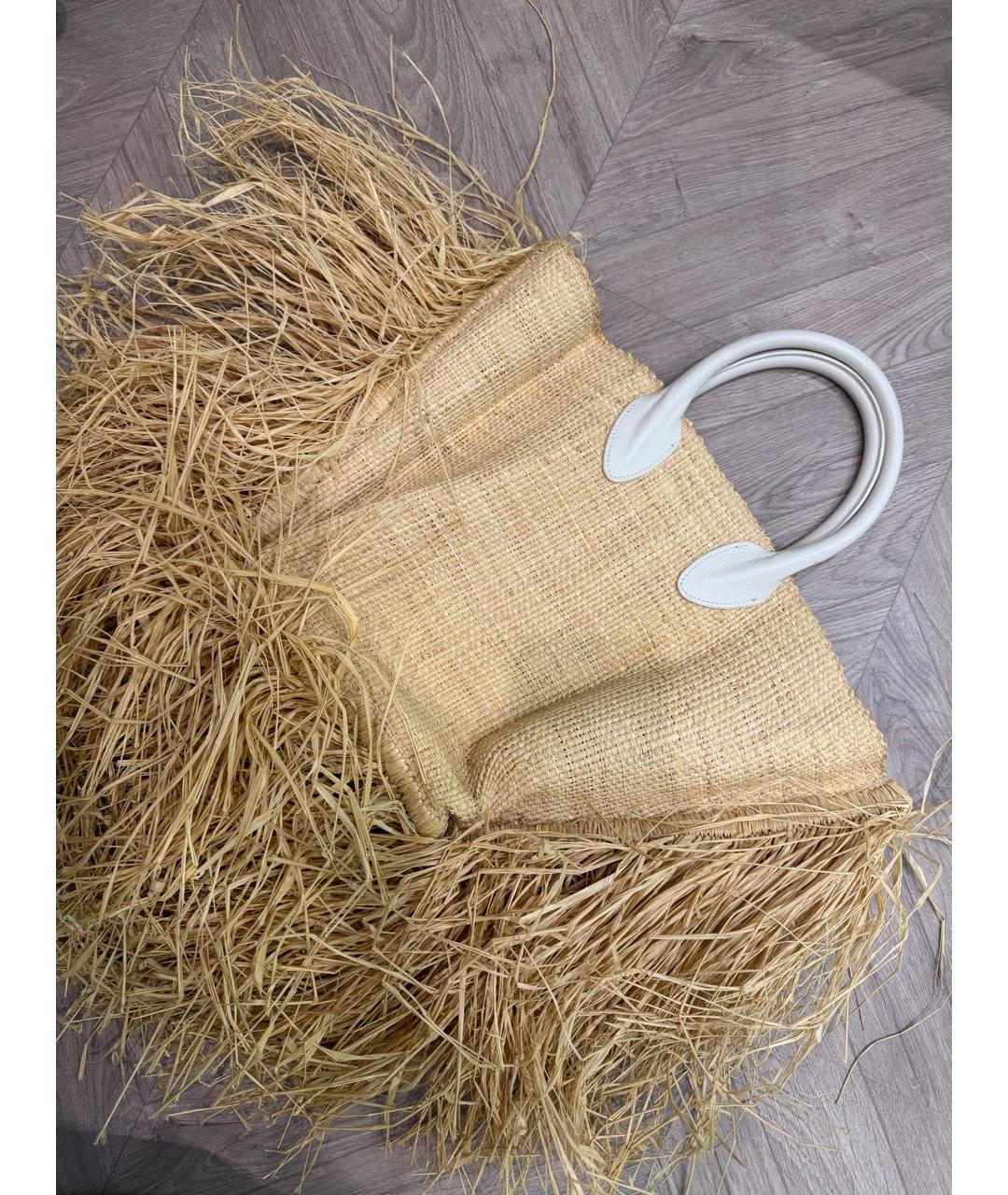 JACQUEMUS Бежевая пелетеная пляжная сумка, фото 2