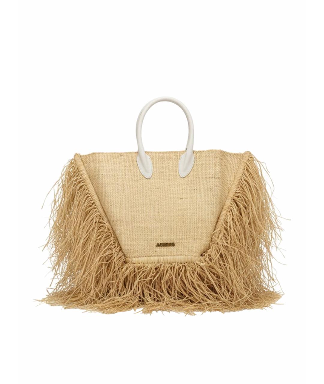 JACQUEMUS Бежевая пелетеная пляжная сумка, фото 1