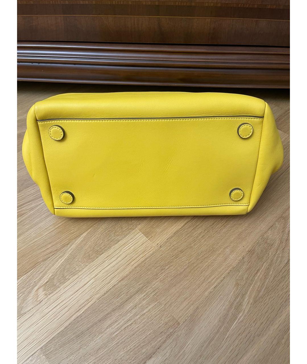 ERMANNO SCERVINO Желтая кожаная сумка с короткими ручками, фото 4