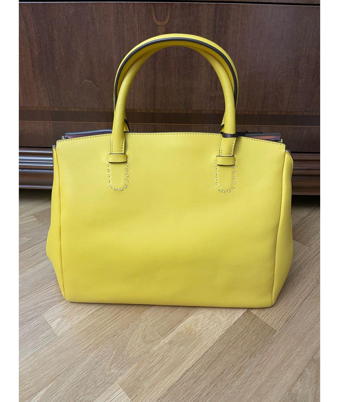 ERMANNO SCERVINO Желтая кожаная сумка с короткими ручками, фото 2