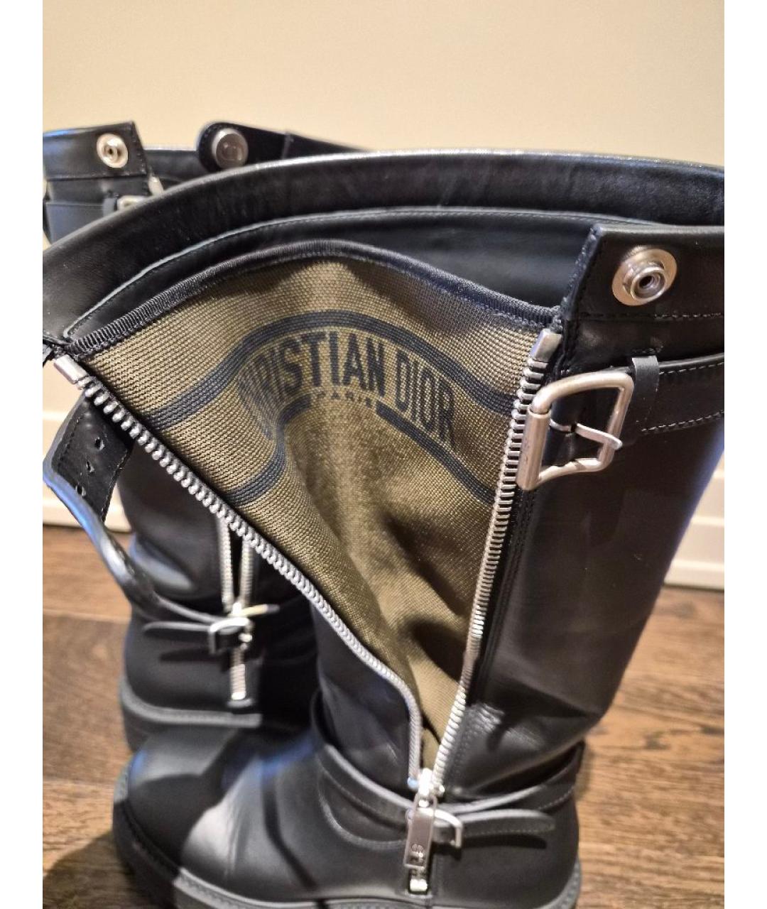 CHRISTIAN DIOR Черные кожаные сапоги, фото 6