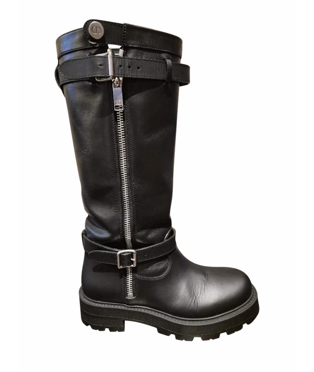 CHRISTIAN DIOR Черные кожаные сапоги, фото 1