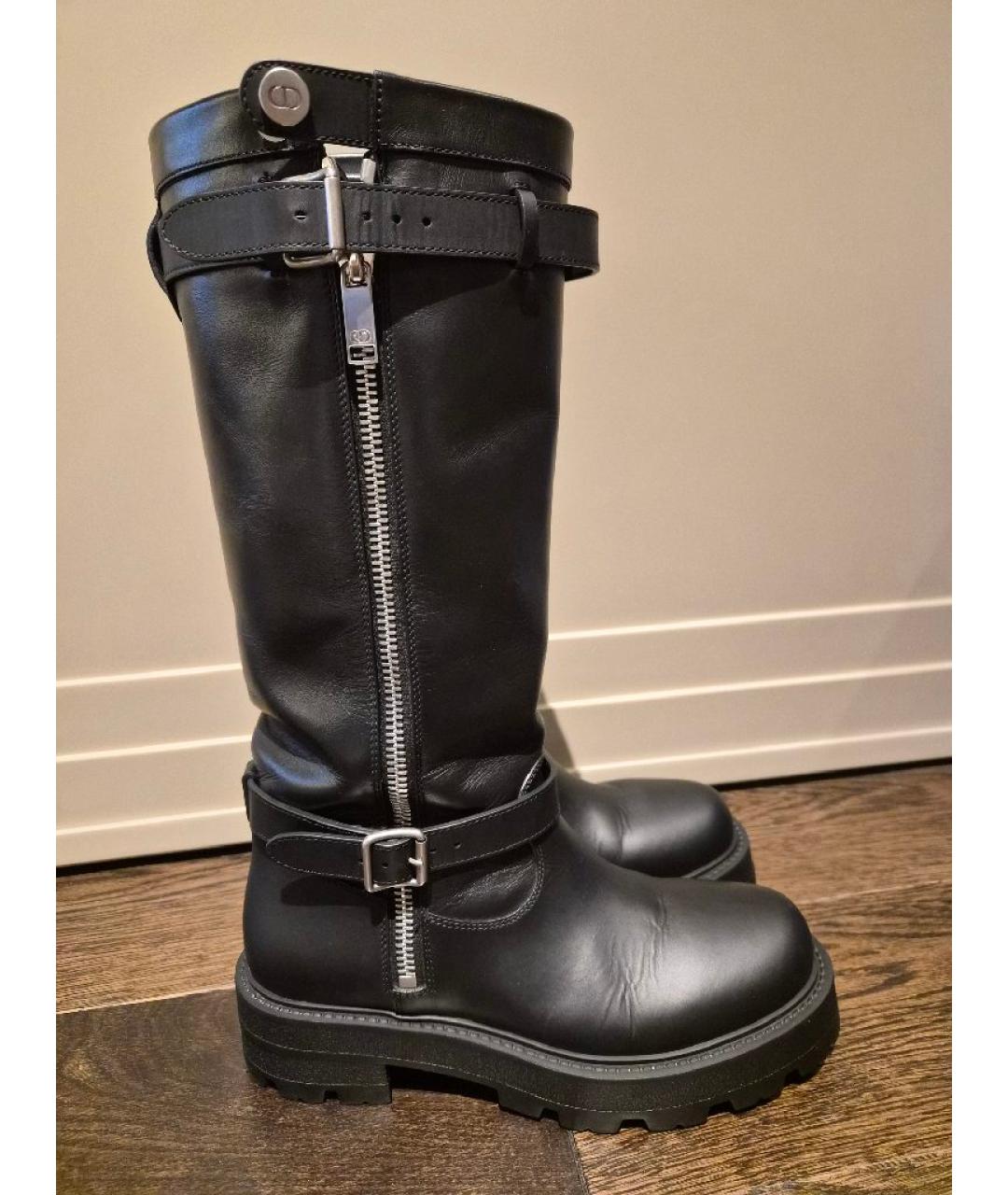 CHRISTIAN DIOR Черные кожаные сапоги, фото 10