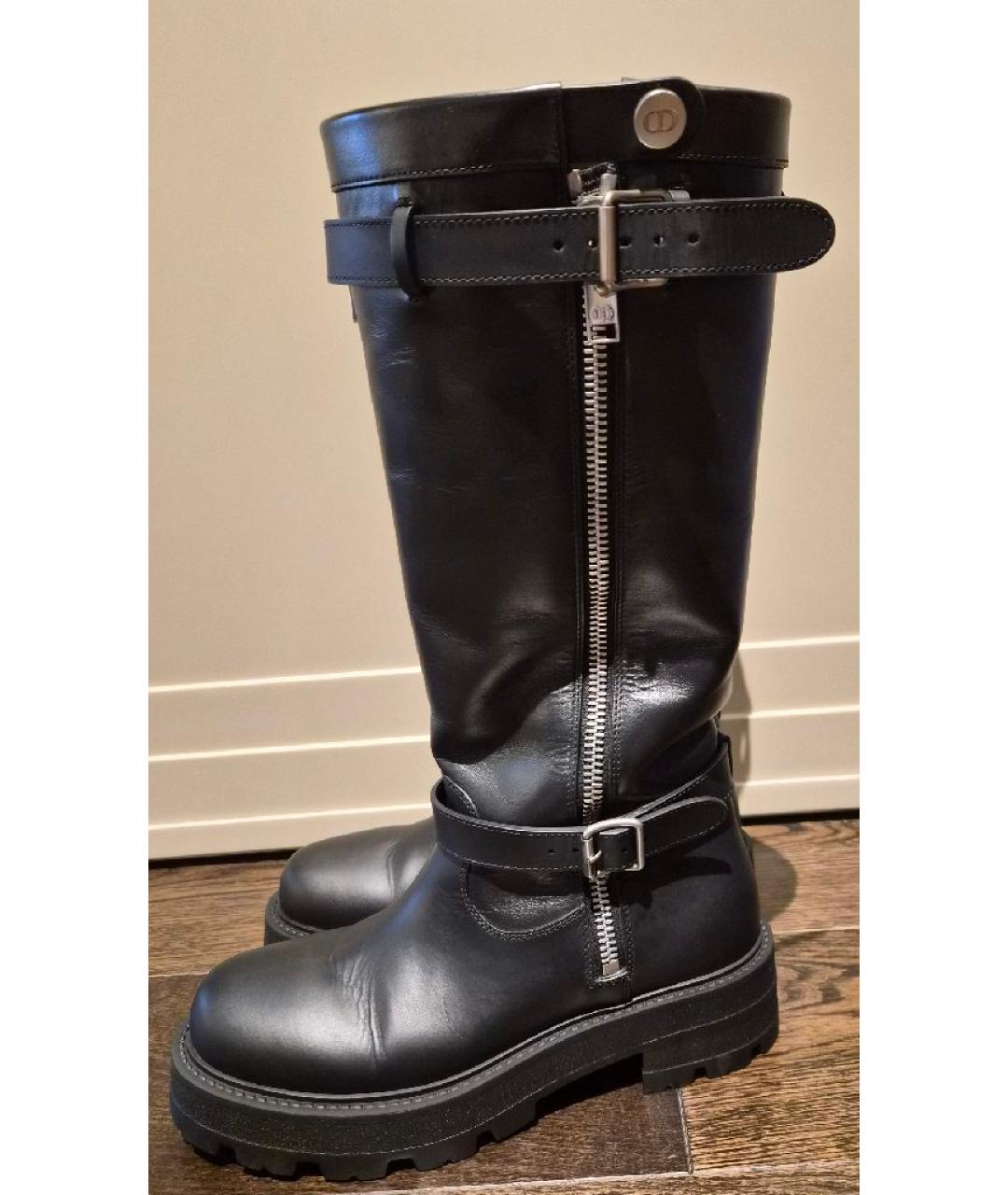 CHRISTIAN DIOR Черные кожаные сапоги, фото 5