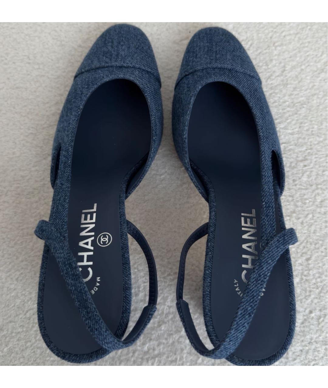 CHANEL Синие текстильные туфли, фото 3