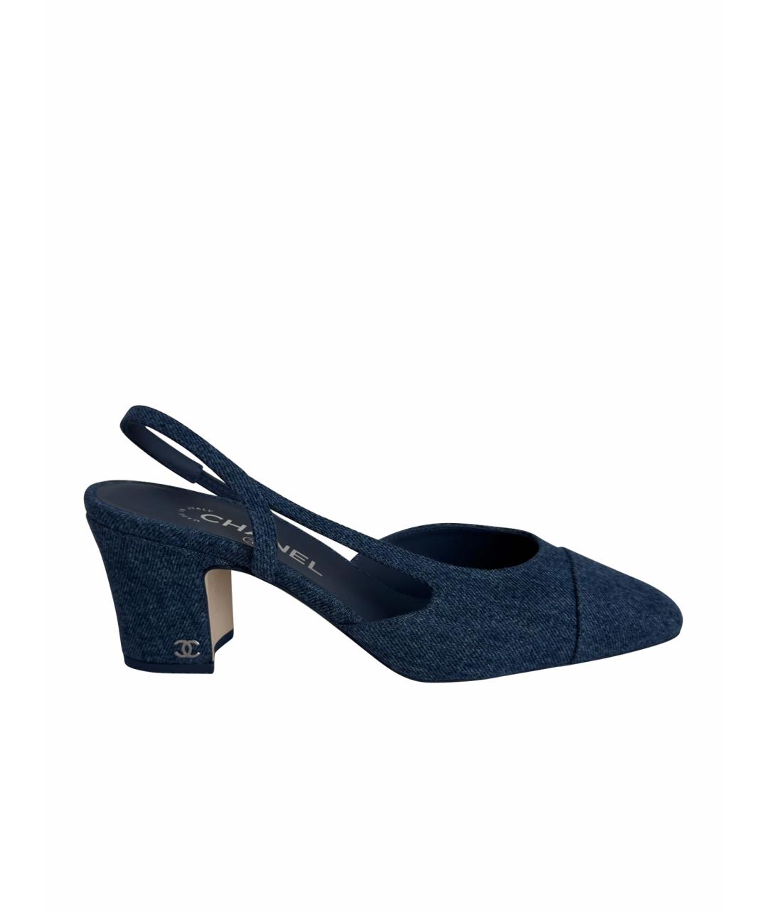 CHANEL Синие текстильные туфли, фото 6
