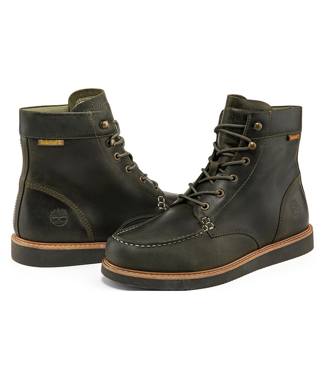 TIMBERLAND Зеленые кожаные высокие ботинки, фото 5