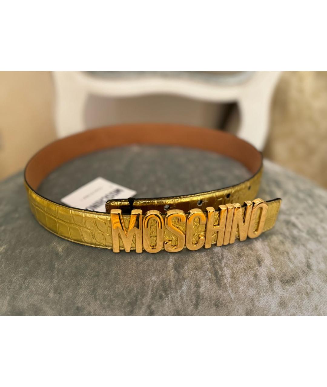 MOSCHINO Золотой кожаный ремень, фото 6