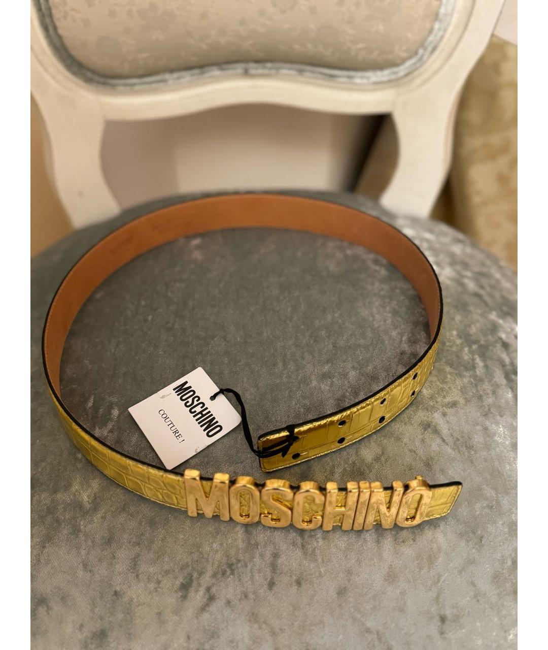 MOSCHINO Золотой кожаный ремень, фото 4